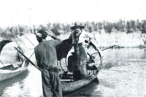 Le Prince dans un sampan, lors d'une partie de chasse