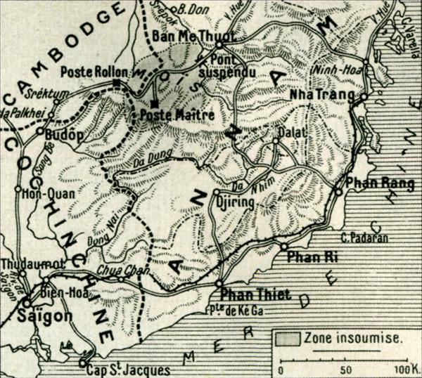 Les zones de pénétration française dans les régions moïs insoumises